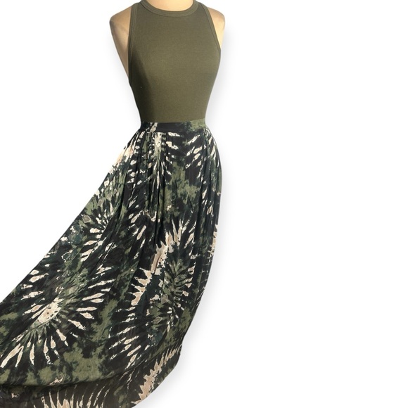 Ronny Kobo silk maxi skirt green tie dye silk georgette Raquelle skirt sz Small - Picture 3 of 11